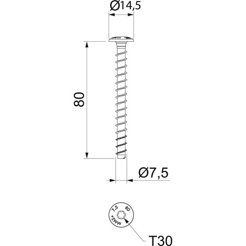 3498272 Obo Brandschutz-Schraubanker MMS-plus 7,5X80mm, Panhead, Antrieb T30 Produktbild Additional View 1 L