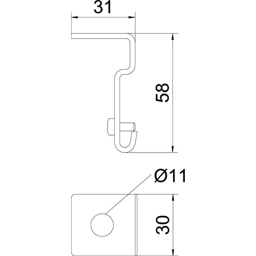 6015336 Obo SH M10 FS Seitenhalter für Gitterrinne 58x31 Stahl bandverzinkt Produktbild Additional View 1 L