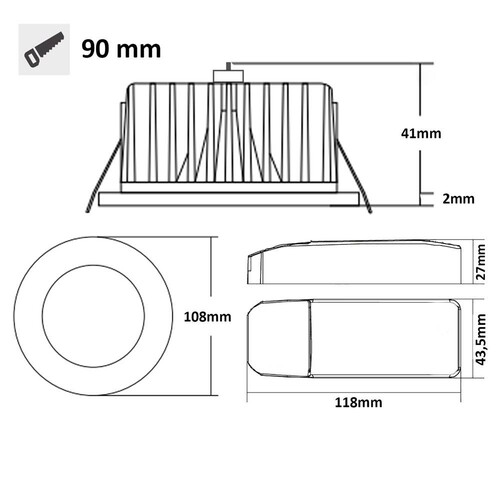 113337 Isoled Cover Aluminium rund chrom matt für Einbaustrahler Sys-90 Produktbild Additional View 1 L