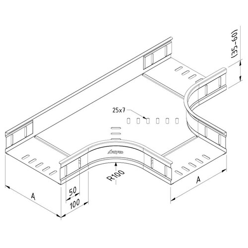 12012 Trayco CT110 T 500 PG Kabelrinne T Stück   Cable Tray T-piece Produktbild Additional View 4 L