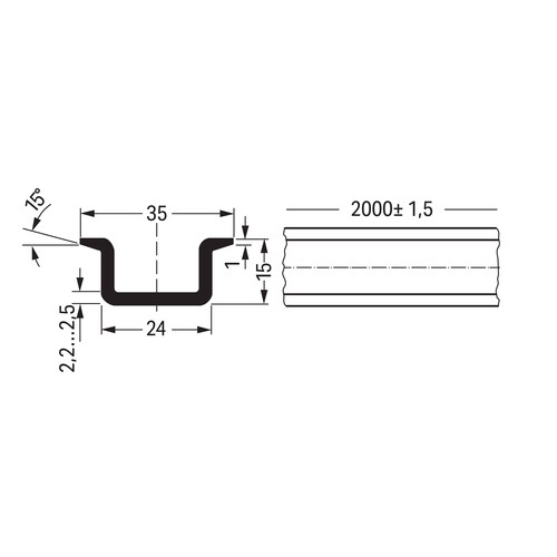 210-118 Wago Stahltragschiene 35 x 15 mm 2,3 mm dick Produktbild Additional View 1 L