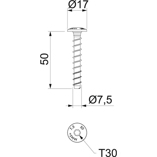 3498261 Obo Brandschutz-Schraubanker MMS-plus 7,5X50mm, Panhead, Antrieb T30 Produktbild Additional View 1 L