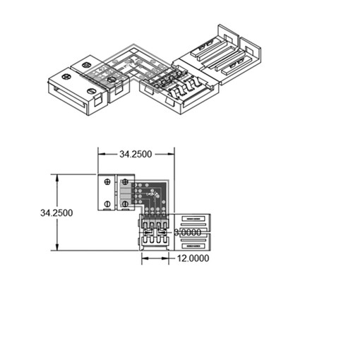 111965 Isoled Flexband Clip ECK Verbinder 2 polig, weiß für Breite 12mm Produktbild Additional View 1 L