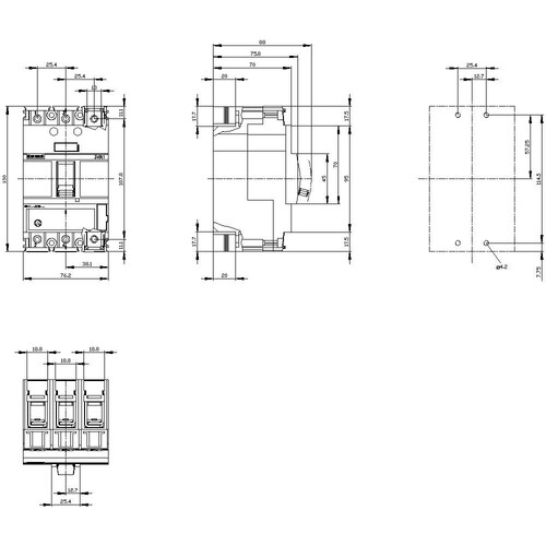 3VA1163-4EE36-0AA0 Siemens MCCB_IEC_BG160_63A_3P_36KA_TM_ ATFM Produktbild Additional View 2 L