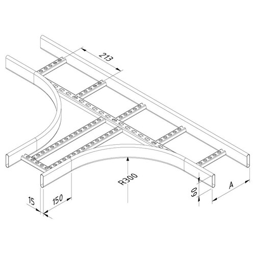 10053 Trayco CL60 T 300 DG Kabelleiter T Stück   Cable Ladder T-piece Produktbild Additional View 1 L