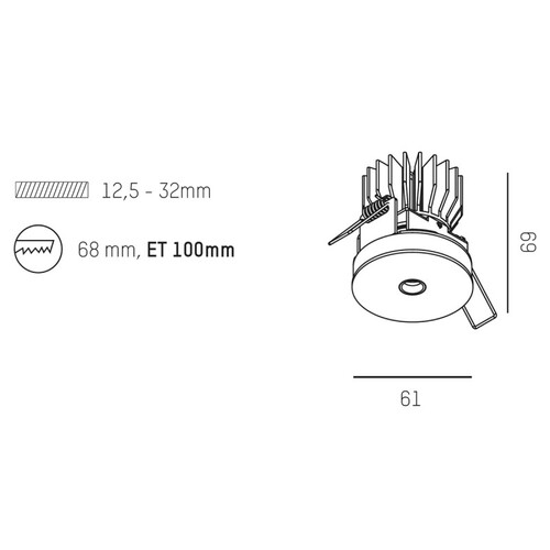 640-00101032966 Blind Spot BLINDSPOT EB STR LED 9W FL.3000K DA 68 ET 100 DM 78 Produktbild Additional View 1 L