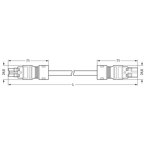 771-8982/007-704 Wago Verbindungsleitung Buchse Stecker 2 polig, dunkelgrau Produktbild Additional View 1 L