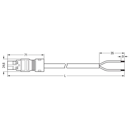 771-8982/206-302 Wago Anschlussleitung Stecker   offenes Leitungsende 2 polig, Produktbild Additional View 1 L