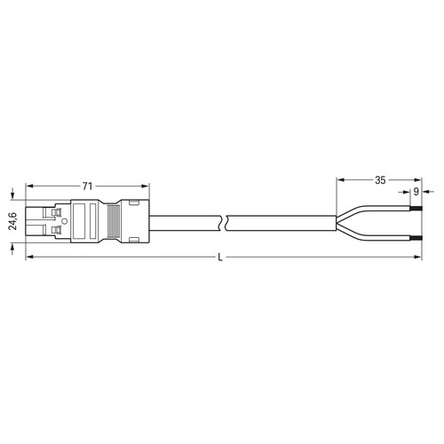 771-8992/206-203 Wago Anschlussleitung Stecker   offenes Leitungsende 2 polig, Produktbild Additional View 1 L