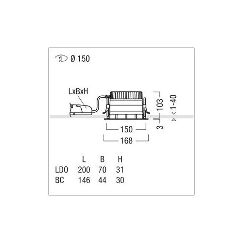 60815846 Zumtobel PANOS EVO R150H 16W LED830 FAL WH LED Decken-Einbauleuchte Produktbild Additional View 1 L