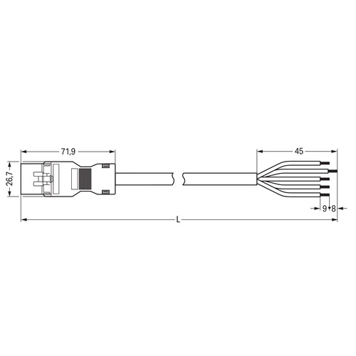 891-8995/216-402 Wago Anschlussleitung Stecker   offenes Leitungsende 5 polig, Produktbild Additional View 1 L