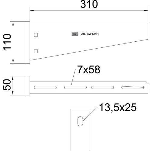 6443067 Obo AW 55 31 VA4301 Wand  und Stielausleger mit angeschweißter Kopfpl Produktbild Additional View 1 L