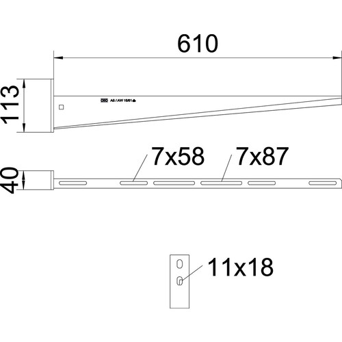 6420927 Obo AW 15 61 FT 2L Wand  und Stielausleger mit 2 Befestigungslöchern Produktbild Additional View 1 L