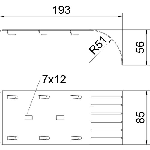 6220142 Obo KAB GR FT Kabelabgangsblech für Gitterrinne 192x85x51 Stahl tauchfe Produktbild Additional View 1 L