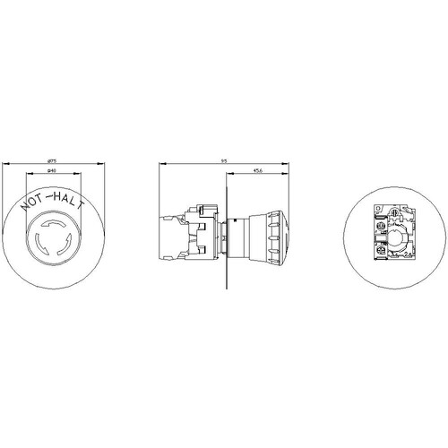 3SU1100-1HB20-1CH0 Siemens NOT HALT PILZDRUCKTASTER, 40MM, ROT Produktbild Additional View 2 L