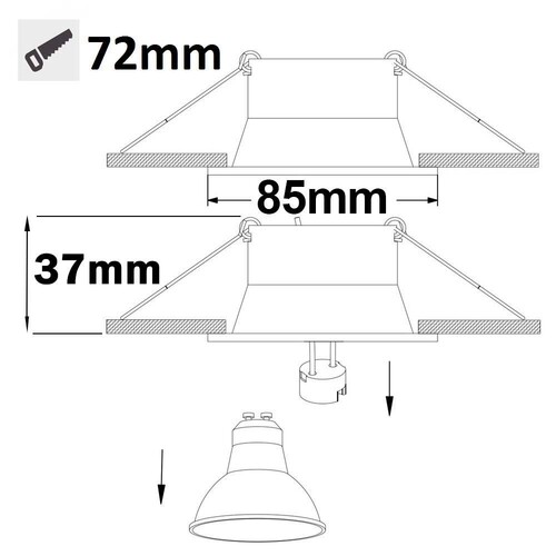 113280 Isoled Einbaustrahler rückversetzt rund für GU10/MR16 weiß, m Produktbild Additional View 1 L