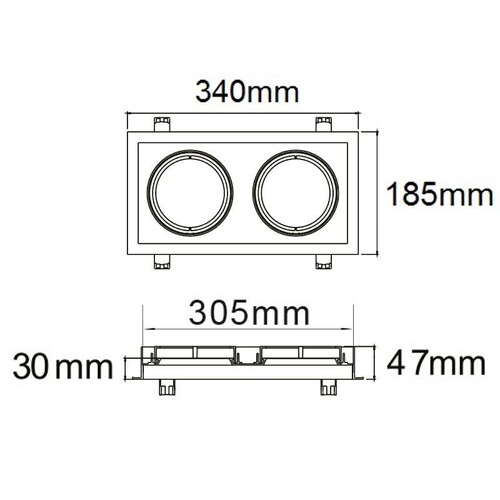 112577 Isoled Einbaurahmen AR111, eckig, 2 fach, schwenkbar Produktbild Additional View 1 L