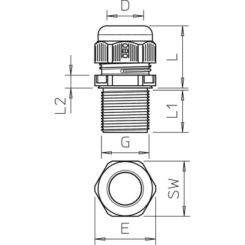 2022989 Obo V TEC VM LL25 SW Kabelverschraubung vollmetrisch lang 24 Produktbild Additional View 1 L