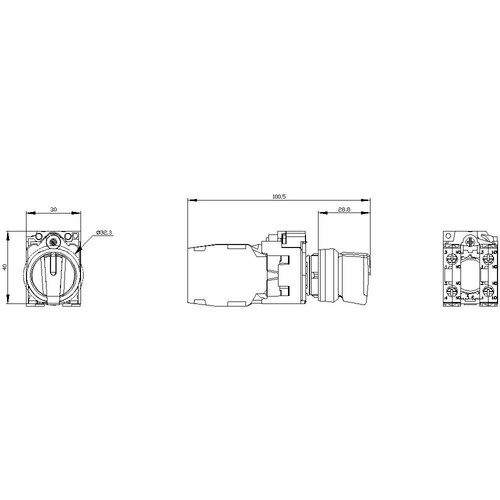 3SU1100-2BL60-1NA0 Siemens KNEBELSCHALTER, I O II, SCHWARZ, WEISS Produktbild Additional View 2 L