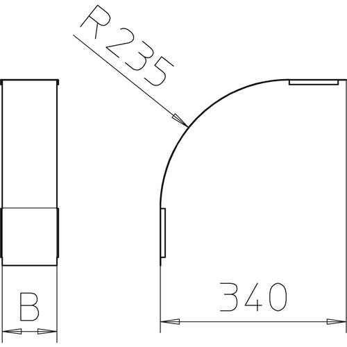 7131046 Obo DBV 110 500 F FS Deckel für Vertikalbogen 90° fallend B500mm Stahl  Produktbild Additional View 1 L