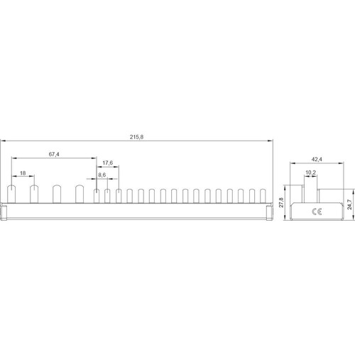 5ST3783-0 Siemens Phasenschiene 4Pol 1xF 8xLS 1/N 12Te Produktbild Additional View 1 L