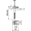 390120 Dehn LH DQ 6.10 ND6X60 V2A Leitungshalter DEHNQUICK NIRO mit Nagel Produktbild Additional View 2 S