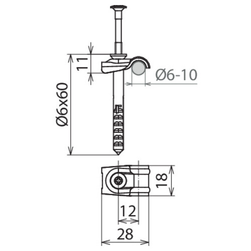 390120 Dehn LH DQ 6.10 ND6X60 V2A Leitungshalter DEHNQUICK NIRO mit Nagel Produktbild Additional View 1 L