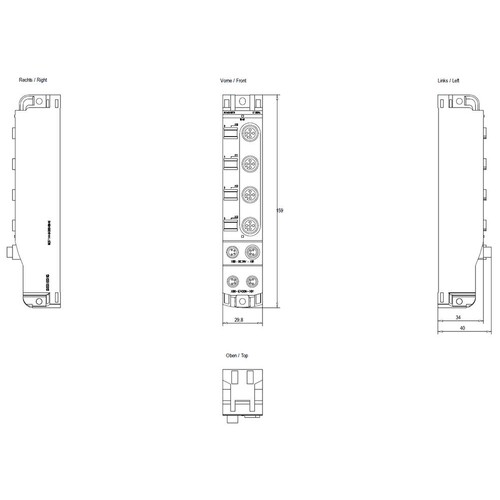 6ES7144-5KD00-0BA0 Siemens ET 200AL, AI 4xU/I/RTD, 4xM12 Produktbild Additional View 2 L