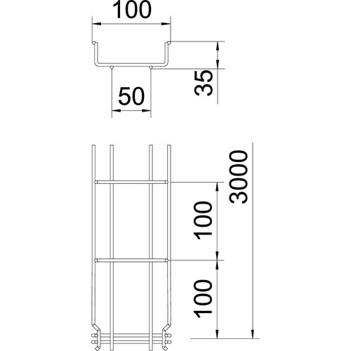 6000062 Obo GRM 35 100 G Gitterrinne GRM 35x100x3000 Stahl galvanisch verzinkt Produktbild Additional View 1 L