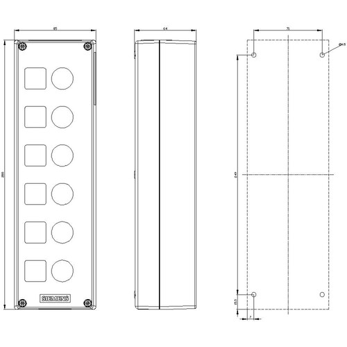 3SU1806-0AA00-0AB1 Siemens GEHAEUSE KUNSTSTOFF, 6 BEFEHLSSTELLEN Produktbild Additional View 1 L