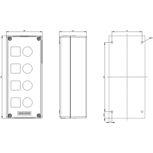 3SU1804-0AA00-0AB1 Siemens GEHAEUSE KUNSTSTOFF, 4 BEFEHLSSTELLEN Produktbild Additional View 1 L