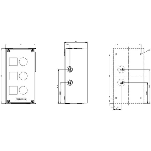 3SU1803-0AA00-0AB1 Siemens GEHAEUSE KUNSTSTOFF, 3 BEFEHLSSTELLEN Produktbild Additional View 1 L