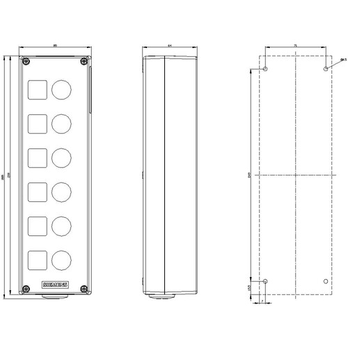 3SU1856-0AA00-0AB1 Siemens GEHAEUSE METALL, 6 BEFEHLSSTELLEN Produktbild Additional View 1 L