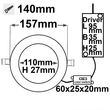 112942 Isoled LED Downlight ColorSwitch 2600K|3100K|4000K, ultraflach, 15W, dim Produktbild Additional View 2 S