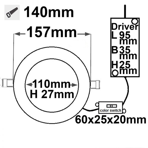 112942 Isoled LED Downlight ColorSwitch 2600K|3100K|4000K, ultraflach, 15W, dim Produktbild Additional View 2 L