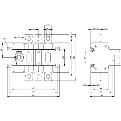 3KD3230-0NE10-0 Siemens LASTTRENNSCHALTER 690V 125A 3P Produktbild Additional View 2 L
