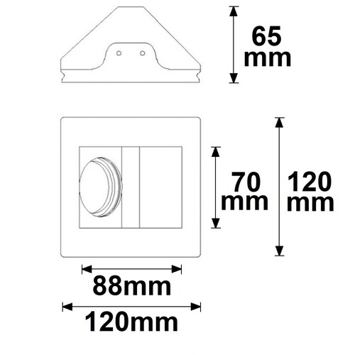 112077 Isoled Gips Einbaustrahler GU5.3, quadratisch, rückversetzt, asymmetrisch Produktbild Additional View 2 L