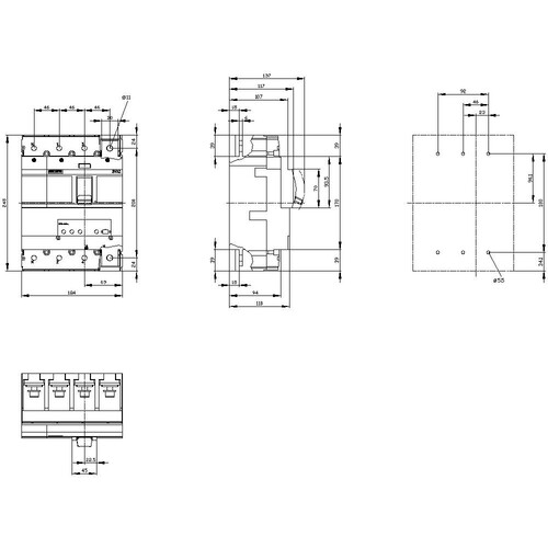 3VA2340-5HL42-0AA0 Siemens MCCB_IEC_BG400_400A_4P_55KA_ETU3_LI Produktbild Additional View 2 L