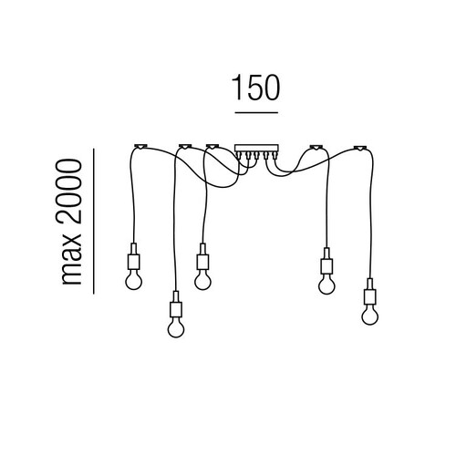 20415/150 Leuchtwurm HL    THEKLA 5fl/dezentriert/schwarz dm150/H100/Kabe Produktbild Additional View 1 L