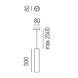 33801/30-S Leuchtwurm HL     A TUBE 1fl/rund/schwarz matt dm6/H30/GH250cm/f Produktbild Additional View 1 S