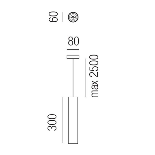 33801/30-S Leuchtwurm HL     A TUBE 1fl/rund/schwarz matt dm6/H30/GH250cm/f Produktbild Additional View 1 L