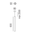 33801/60-S Leuchtwurm HL     A TUBE 1fl/rund/schwarz matt dm6/H60/GH250cm/f Produktbild Additional View 1 S
