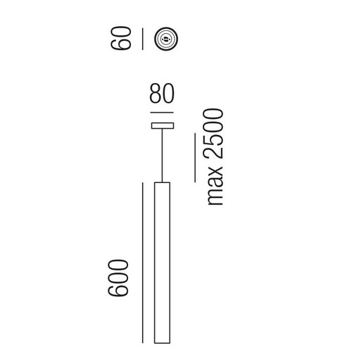 33801/60-S Leuchtwurm HL     A TUBE 1fl/rund/schwarz matt dm6/H60/GH250cm/f Produktbild Additional View 1 L
