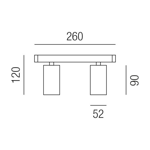 54832/26-S Leuchtwurm Balken   SCALA 2fl/Metall schwarz/Netzteil intern 260x Produktbild Additional View 1 L