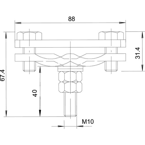 5313066 Obo 250 A BO Diagonalklemme mit angeschweißtem Bolzen 88x30x70 Stahl fe Produktbild Additional View 1 L