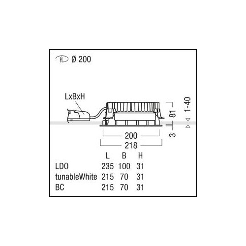 60818137 Zumtobel P INF R200L LED2500 940 LDO WH WH Produktbild Additional View 1 L