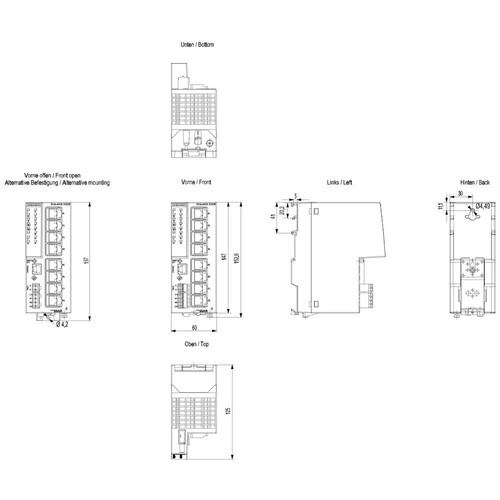 6GK5208-0BA00-2AC2 Siemens SCALANCE XC208 Managed, Layer 2 Switch, 8x RJ45 Produktbild Additional View 2 L