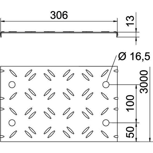 6049123 Obo DBKR 300 FS Riffelblechdeckel für begehbare Kabelri Produktbild Additional View 1 L