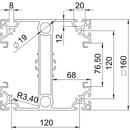 6290404 Obo ISS160160IP4 EL Installationssäule Säulenprofil Industr Produktbild Additional View 1 L