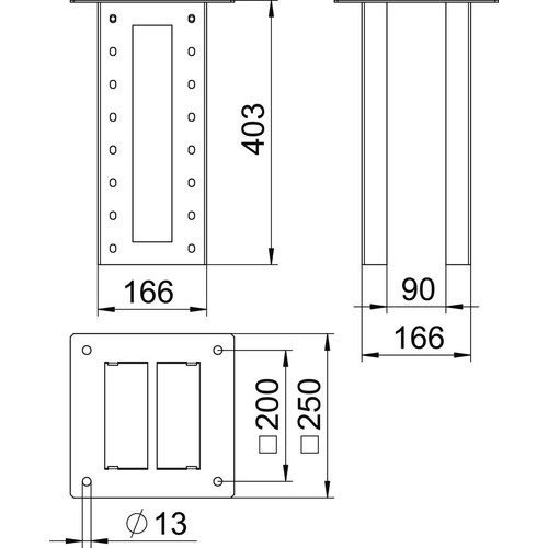 6290436 Obo ISS160160DB WA Deckenbefestigung für Industriesäule Produktbild Additional View 1 L